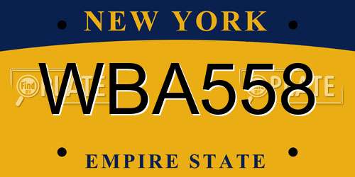 WBA558 New York License Plate