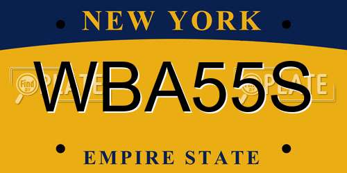 WBA55S New York License Plate