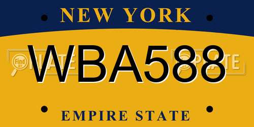 WBA588 New York License Plate