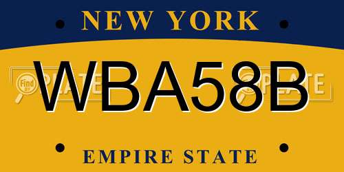WBA58B New York License Plate