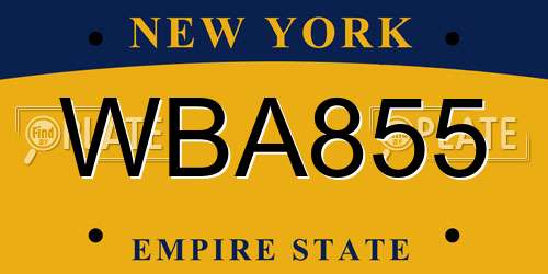 WBA855 New York License Plate