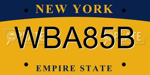 WBA85B New York License Plate