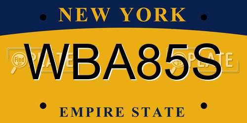 WBA85S New York License Plate