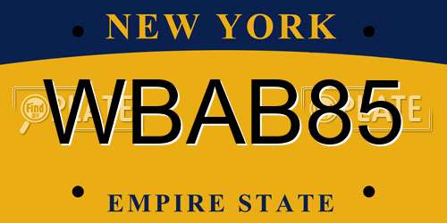 WBAB85 New York License Plate