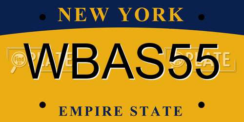 WBAS55 New York License Plate
