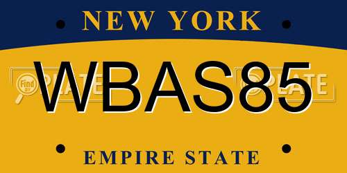 WBAS85 New York License Plate