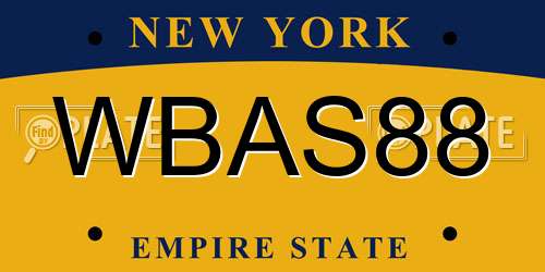 WBAS88 New York License Plate