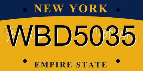 WBD5035 New York License Plate