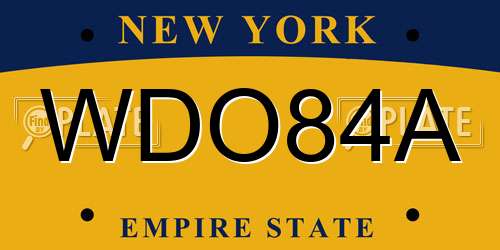 WDO84A New York License Plate