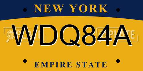 WDQ84A New York License Plate