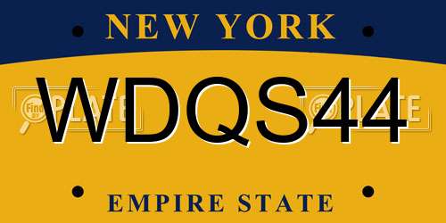 WDQS44 New York License Plate