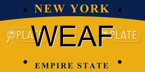 WEAF New York License Plate