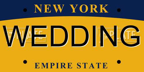 WEDDING New York License Plate