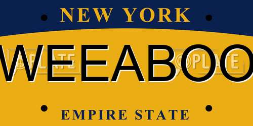 WEEABOO New York License Plate