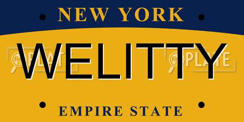 WELITTY New York License Plate
