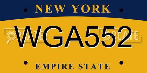 WGA552 New York License Plate