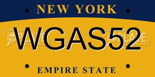 WGAS52 New York License Plate