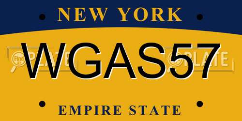 WGAS57 New York License Plate