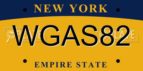WGAS82 New York License Plate
