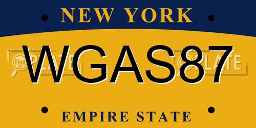 WGAS87 New York License Plate