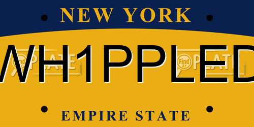 WH1PPLED New York License Plate