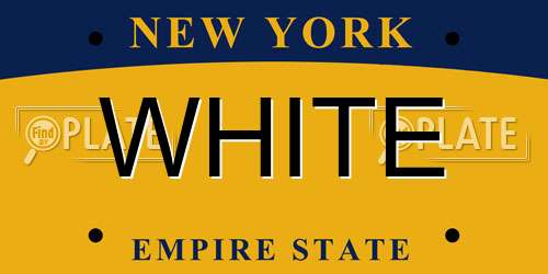 WHITE New York License Plate