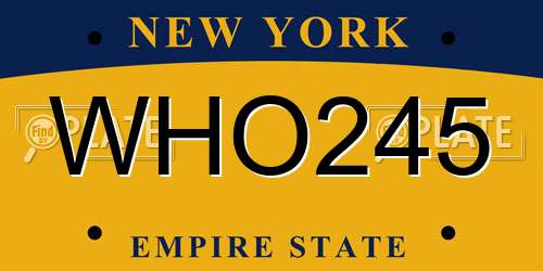 WHO245 New York License Plate