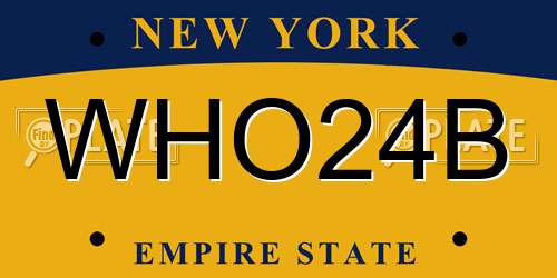 WHO24B New York License Plate