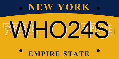 WHO24S New York License Plate