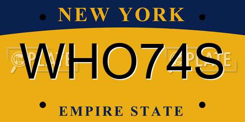 WHO74S New York License Plate