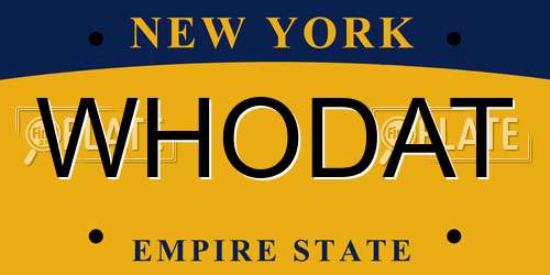 WHODAT New York License Plate