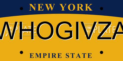 WHOGIVZA New York License Plate