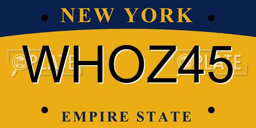 WHOZ45 New York License Plate