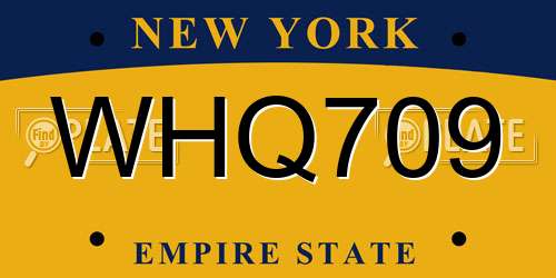 WHQ709 New York License Plate