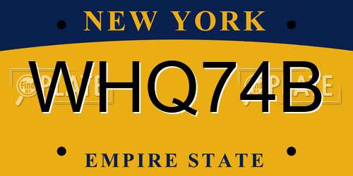 WHQ74B New York License Plate
