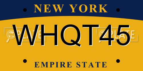 WHQT45 New York License Plate