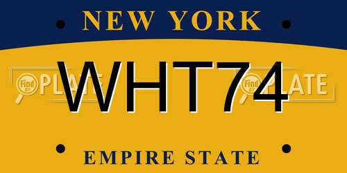 WHT74 New York License Plate
