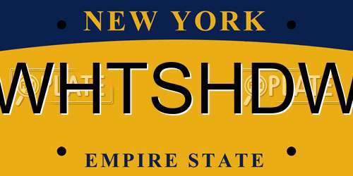 WHTSHDW New York License Plate
