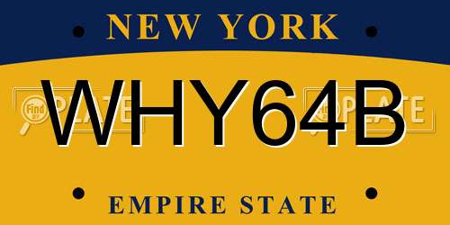 WHY64B New York License Plate