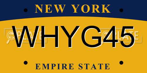 WHYG45 New York License Plate