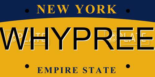 WHYPREE New York License Plate
