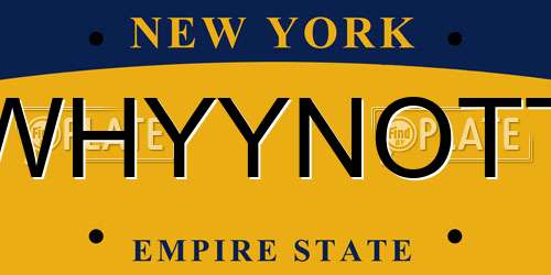 WHYYNOTT New York License Plate