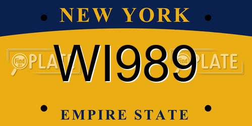 WI989 New York License Plate