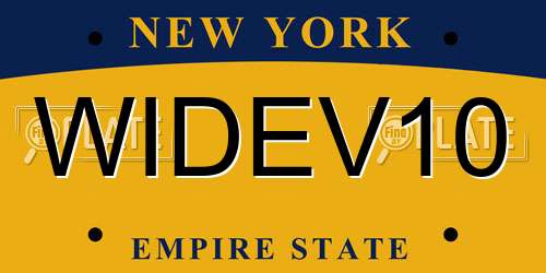 WIDEV10 New York License Plate
