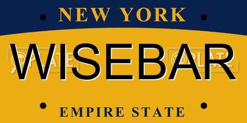 WISEBAR New York License Plate