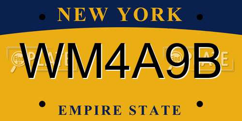 WM4A9B New York License Plate