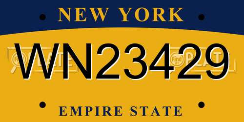 WN23429 New York License Plate