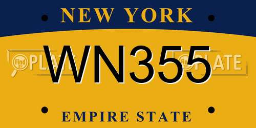 WN355 New York License Plate