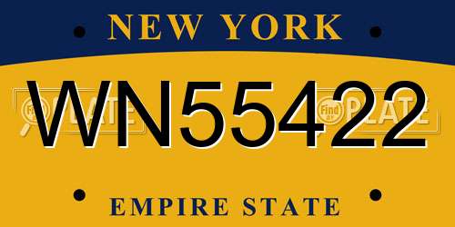 WN55422 New York License Plate