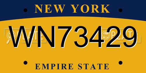 WN73429 New York License Plate